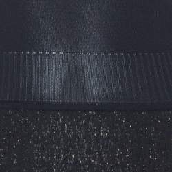 Dior Boutique Navy Blue Crochet and Lurex Knit Mandarin Collar Detail Maxi Dress M 