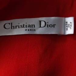 Pre Owned Dior Orange Silk Wool Asymmetric Hem Sleeveless Dress S