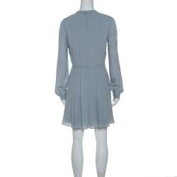 Dior Pearl Grey Silk Crepe Pleated Dress S