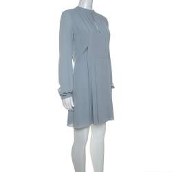 Dior Pearl Grey Silk Crepe Pleated Dress S