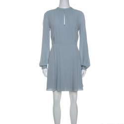 Dior Pearl Grey Silk Crepe Pleated Dress S
