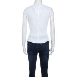 Pre Owned Dior White Cotton Scallop Detail Sleeveless Top S