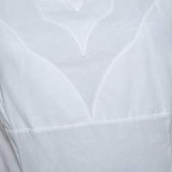 Pre Owned Dior White Cotton Scallop Detail Sleeveless Top S