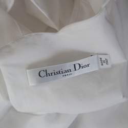 Pre Owned Dior White Cotton Scallop Detail Sleeveless Top S