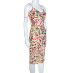 Christian Dior Multicolor Floral Print Silk Slip Dress S
