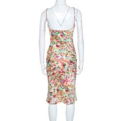 Christian Dior Multicolor Floral Print Silk Slip Dress S