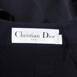 Dior Navy Blue Crepe Overlap Buttoned Cropped Blazer S