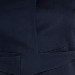 Dior Navy Blue Crepe Overlap Buttoned Cropped Blazer S