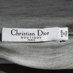 Pre Owned Dior Grey Silk Knit Floral Applique Detail Sleeveless Top S