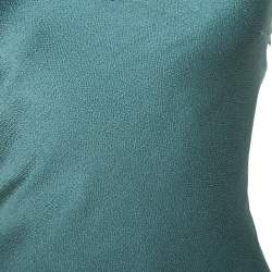 Pre Owned Christian Dior Teal Crepe Contrast Lace Insert Slip Dress L