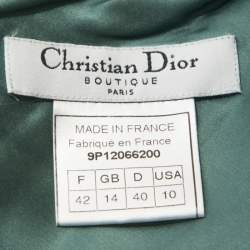 Pre Owned Christian Dior Teal Crepe Contrast Lace Insert Slip Dress L