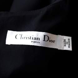 Pre Owned Christian Dior Black Cotton Sleeveless Contrast Hem Detail Dress M