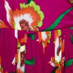 Pre Owned Dior Fuschia Floral Printed Silk Mini Dress L 
