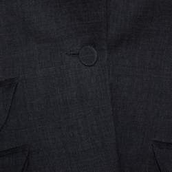 Christian Dior Grey Wool Gabardine Single Button Sleeveless Blazer S