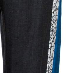 Pre Owned Dior Grey Wool Contrast Lace Panel Detail Wide Leg Pants S