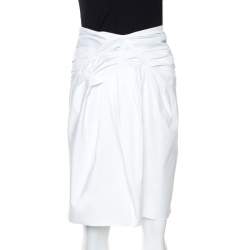 Christian Dior Boutique White Cotton Bow Detail Skirt S