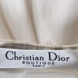 Christian Dior Boutique White Cotton Bow Detail Skirt S