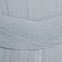 Pre Owned Dior Grey Pointelle Knit Ruched Detail Top M
