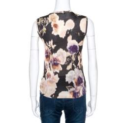 Dior Multicolor Floral Print Wool Silk Knit Sleeveless Top M