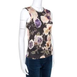 Dior Multicolor Floral Print Wool Silk Knit Sleeveless Top M