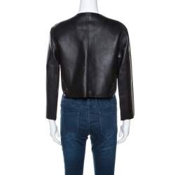 Pre Owned Dior Black Lamb Leather Laser Cut Detail Jacket M