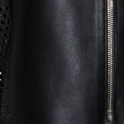 Pre Owned Dior Black Lamb Leather Laser Cut Detail Jacket M