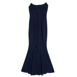 Dior Boutique Navy Blue Crepe Strapless Gown S