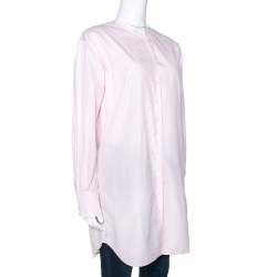 Pre Owned Dior Light Pink Cotton Button Front Tunic Shirt M