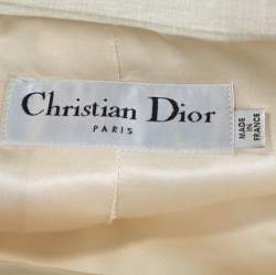 Christian Dior Cream Cotton Ruffled Embellished Sleeve Coat M