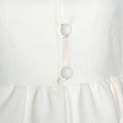 Christian Dior Cream Cotton Ruffled Embellished Sleeve Coat M