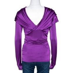 Christian Dior Jersey Pleated Crossover Long Sleeve Top M 
