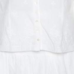 Dior White Embroidered Cotton Skirt & Top Set L