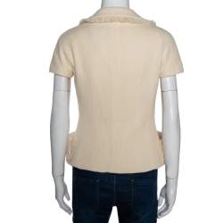 Dior Cream Wool Fringed Edge Detail Jacket S