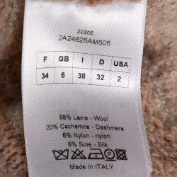 Dior Peach Wool & Cashmere Blend Boucle Tweed Flared Dress S