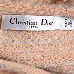 Dior Peach Wool & Cashmere Blend Boucle Tweed Flared Dress S