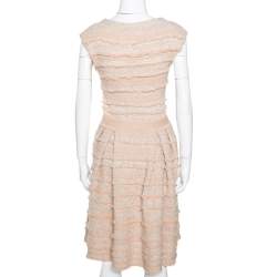 Dior Peach Wool & Cashmere Blend Boucle Tweed Flared Dress S