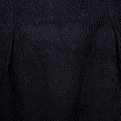 Pre Owned Dior Black Floral Embossed Cotton Silk Flared Skirt M