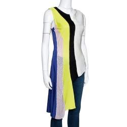 Dior Multicolor Color Block Knit Asymmetrical Top M