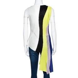 Dior Multicolor Color Block Knit Asymmetrical Top M