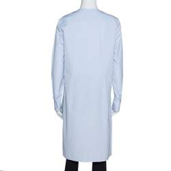 Dior Light Blue Cotton Bee Embellished Button Down Tunic S