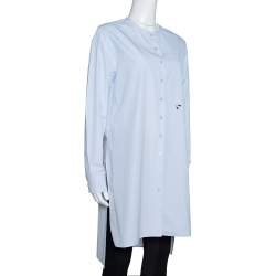 Dior Light Blue Cotton Bee Embellished Button Down Tunic S