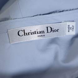 Dior Light Blue Cotton Bee Embellished Button Down Tunic S