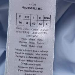 Dior Light Blue Cotton Bee Embellished Button Down Tunic S