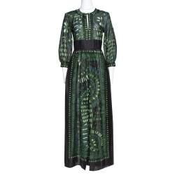 Dior Black Tribal Floral Print Cotton Flared Jumpsuit S
