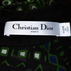 Dior Black Tribal Floral Print Cotton Flared Jumpsuit S