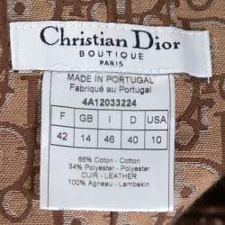 Dior Beige Diorissimo Jacquard Leather Trim Belted Skirt L
