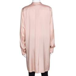 Dior Peach Logo Bee Embroidered Silk Long Sleeve Blouse M