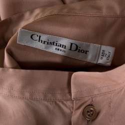 Dior Peach Logo Bee Embroidered Silk Long Sleeve Blouse M