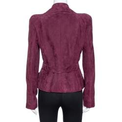 Pre Owned Dior Burgundy Suede Belted Button Front Jacket L