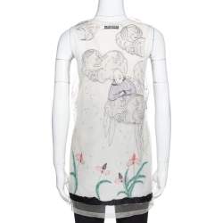 Pre Owned Dior Cream Le Jugement Embroidered Tulle Sleeveless Top S